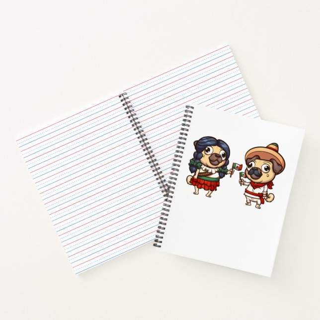 Cuaderno Portátil Cinco De Mayo Pugs (Interior)