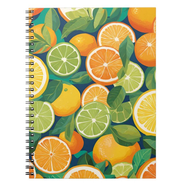Cuaderno Portátil Citrus Bliss: limón vibrante, limón y O (Frente)