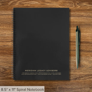 Cuaderno Portátil clásico de espiral negra y dorada
