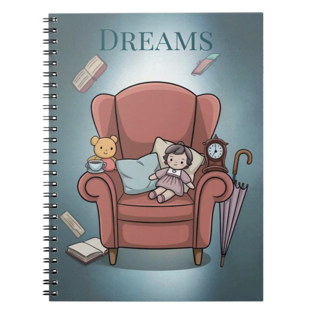 Cuaderno Portátil clásico de Sueños de Sillón verde azulado (Frente)