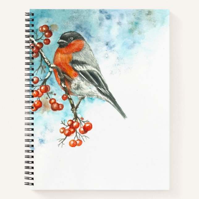 Cuaderno Portátil con acuarela Euroasiática Bullfinch (Anverso)