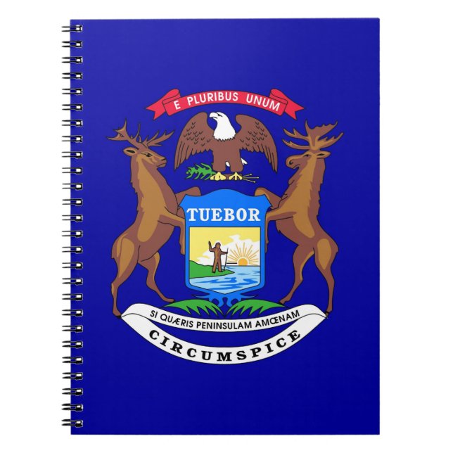 Cuaderno Portátil con bandera del estado de Michigan (Frente)