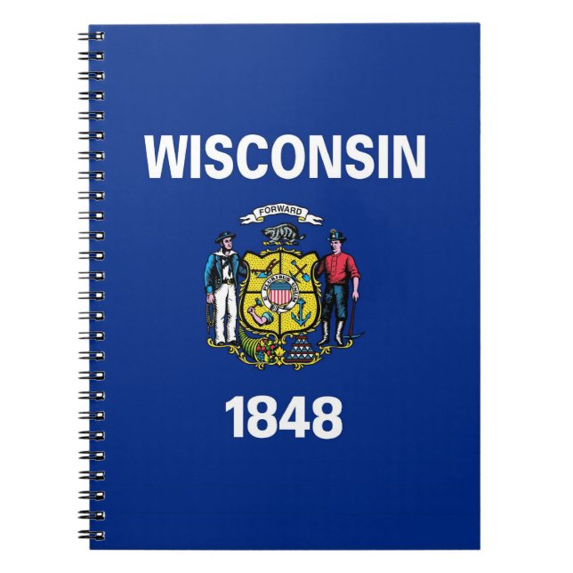 Cuaderno Portátil con bandera del estado de Wisconsin (Frente)