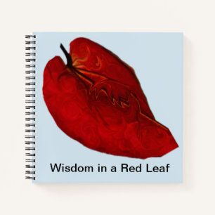 Cuaderno Portátil con dibujo de hoja roja en la parte fron