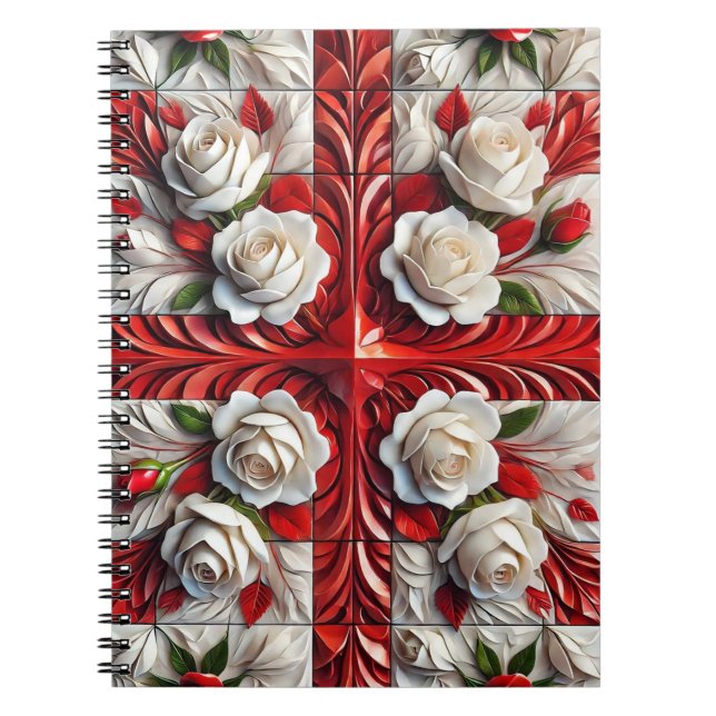Cuaderno Portátil con diseño de Rosas en inglés (Frente)