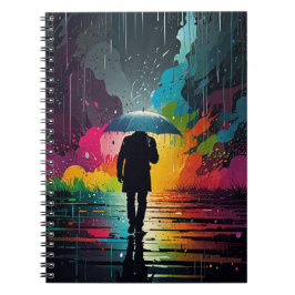Cuaderno Portátil con escena de lluvia vibrante