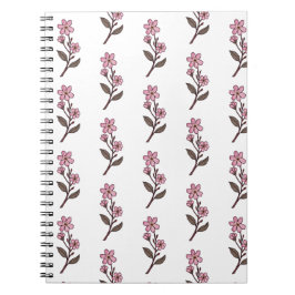 Cuaderno Portátil con flores de cerezo - Patrón blanco