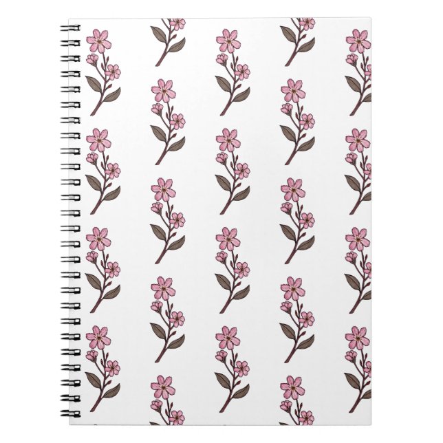 Cuaderno Portátil con flores de cerezo - Patrón blanco (Frente)
