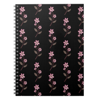 Cuaderno Portátil con flores de cerezo - Patrón negro