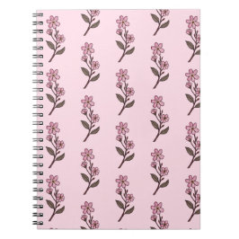 Cuaderno Portátil con flores de cerezo - Patrón rosa