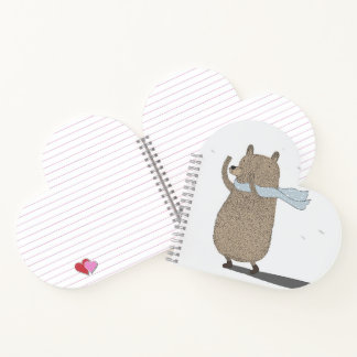 Cuaderno Portátil con forma de corazón de oso caprichoso