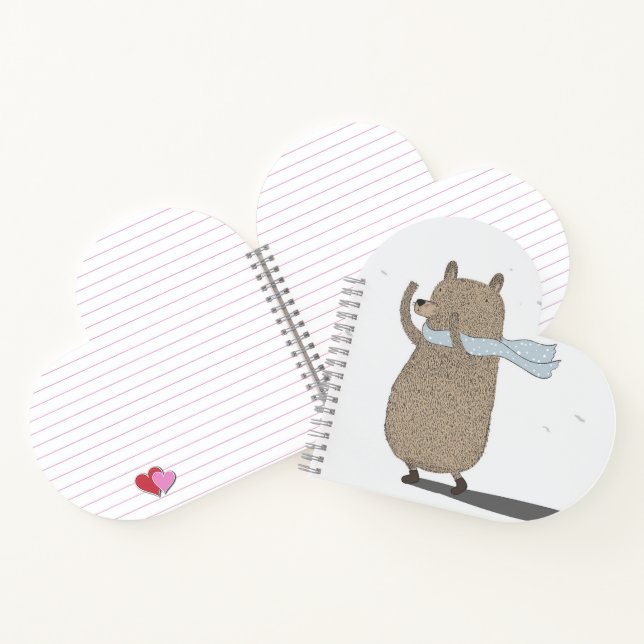 Cuaderno Portátil con forma de corazón de oso caprichoso (Interior)