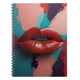 Cuaderno Portátil con labios y colores rojos negrizados