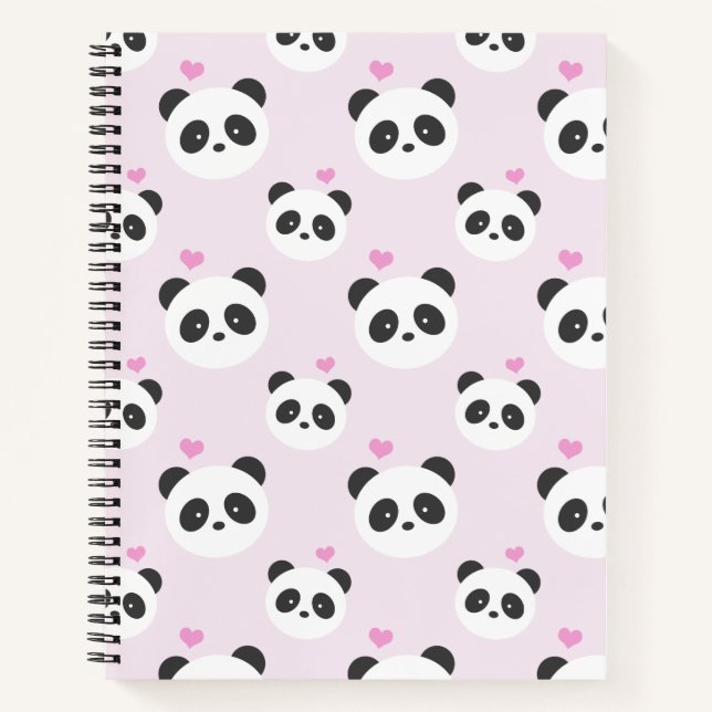 Cuaderno Portátil con motivos en panda rosa claro (Anverso)