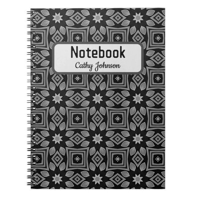 Cuaderno Portátil con motivos negros y grises (Frente)