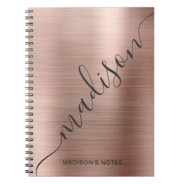 Cuaderno Portátil con nombre de guión de monograma dorado m