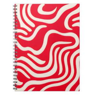Cuaderno Portátil con patrón abstracto rojo y blanco