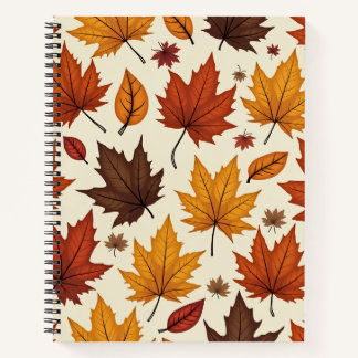 Cuaderno Portátil con patrón de hojas de otoño
