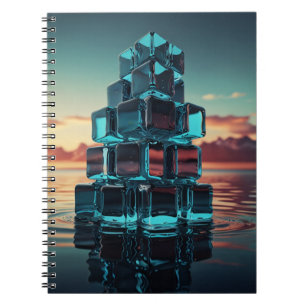 Cuaderno Portátil con pirámide de cubo de vidrio - Atardece