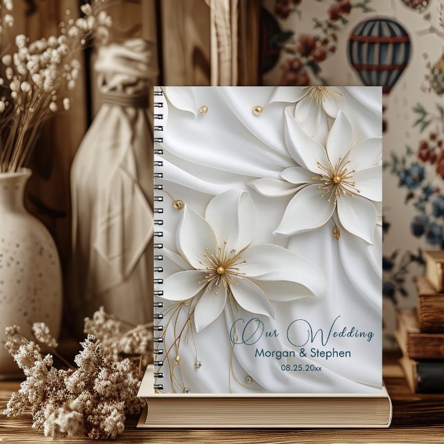 Cuaderno Portátil con planeador de boda floral satinado bla (Subido por el creador)