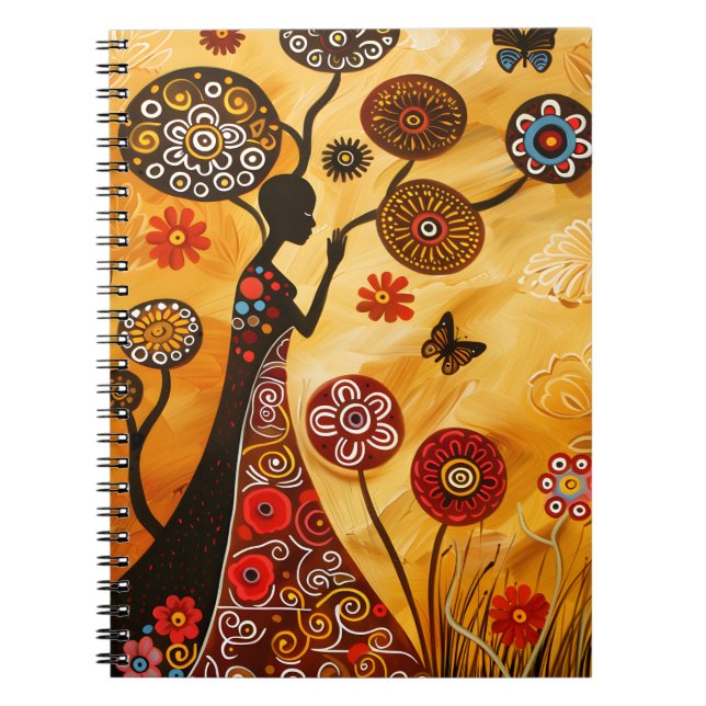 Cuaderno Portátil con portada de arte africano (Frente)