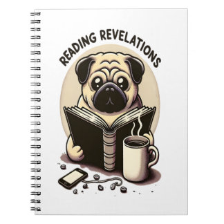 Cuaderno Portátil con pug, café y libro