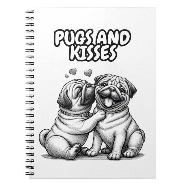 Cuaderno Portátil con pug que trae alegría a tu vida (Frente)