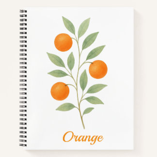 Cuaderno Portátil con rama naranja acuarela con hojas