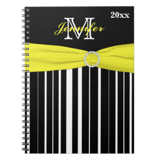 Cuaderno Portátil con rayas blancas amarillas y negras pers