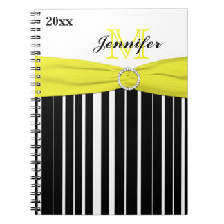 Cuaderno Portátil con rayas blancas amarillas y negras pers