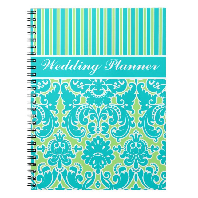 Cuaderno Portátil con rayas blancas y azules personalizadas (Frente)