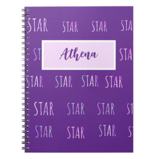 Cuaderno portátil con temática estrella morada