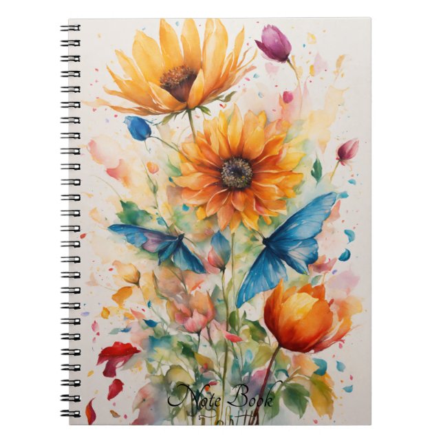 Cuaderno Portátil con temática floral (Frente)