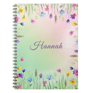 Cuaderno Portátil con temática floral con nombre