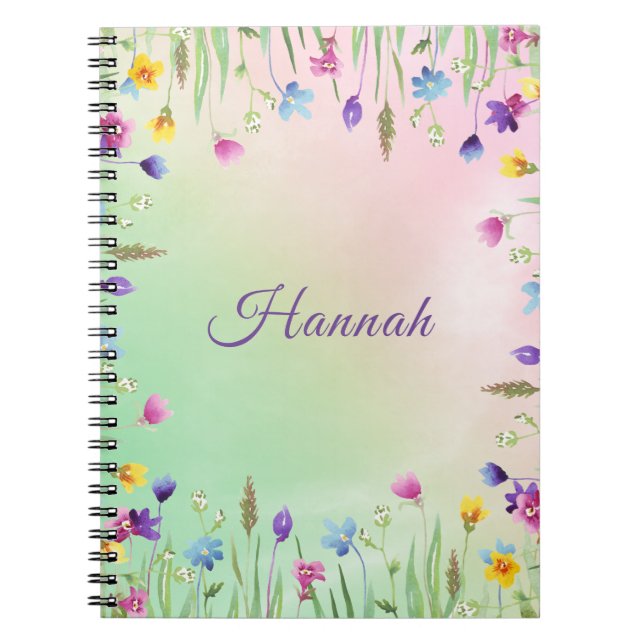 Cuaderno Portátil con temática floral con nombre (Frente)