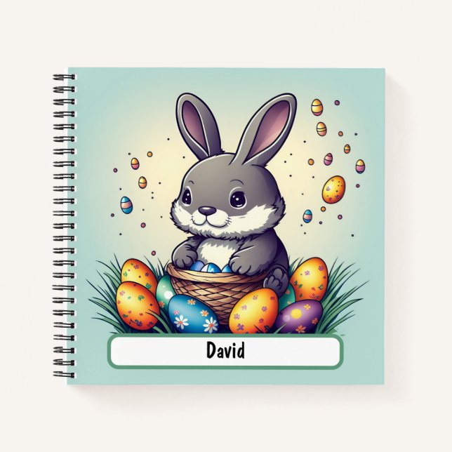 Cuaderno Portátil conejo de Pascua con nombre Personalizado (Anverso)