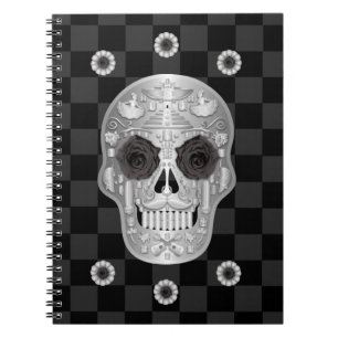 Cuaderno Portátil cromado Calavera (Rosa negro)