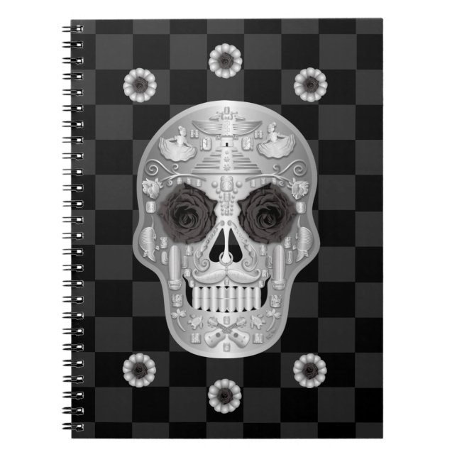 Cuaderno Portátil cromado Calavera (Rosa negro) (Frente)