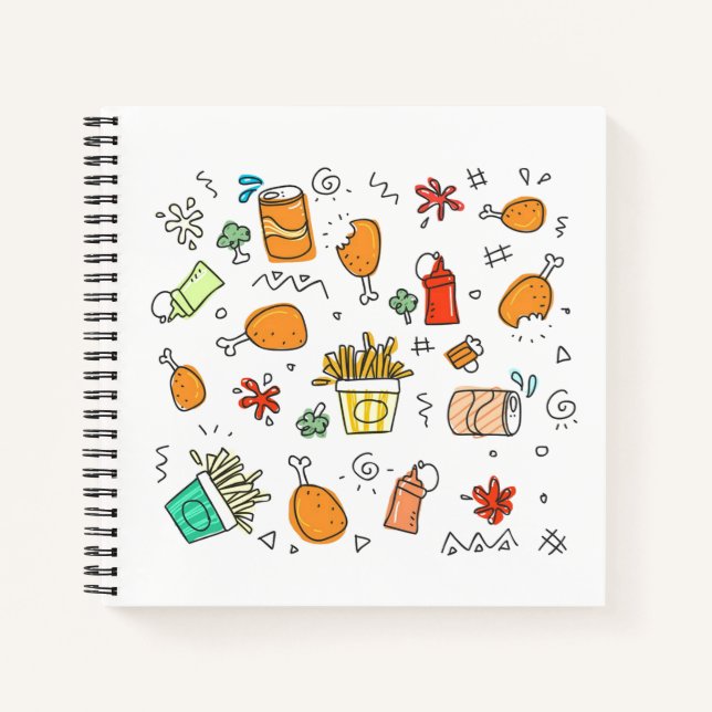 Cuaderno Portátil cuadrado de patrón de comida rápida (Anverso)
