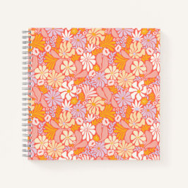 Cuaderno Portátil cuadrado espiral con cubierta floral retr