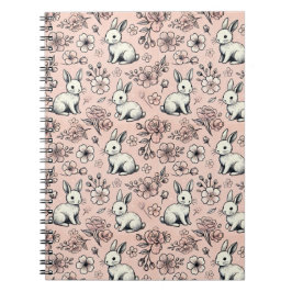 Cuaderno Portátil Cute Bunny & Cherry Blossom Doodle