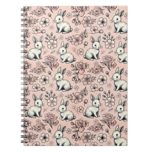 Cuaderno Portátil Cute Bunny & Cherry Blossom Doodle