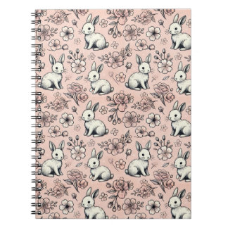 Cuaderno Portátil Cute Bunny & Cherry Blossom Doodle