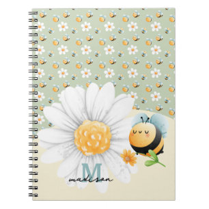 Cuaderno Portátil Cute Honey Bee Pattern con nombre
