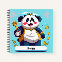 Cuaderno Portátil Cute Panda Bear Con Nombre Personalizado