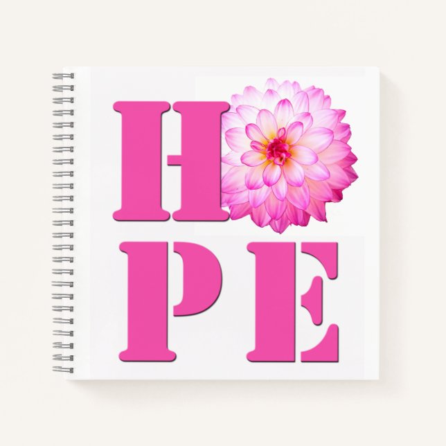 Cuaderno Portátil Dahlia rosa Flower HOPE 8x8 (Anverso)