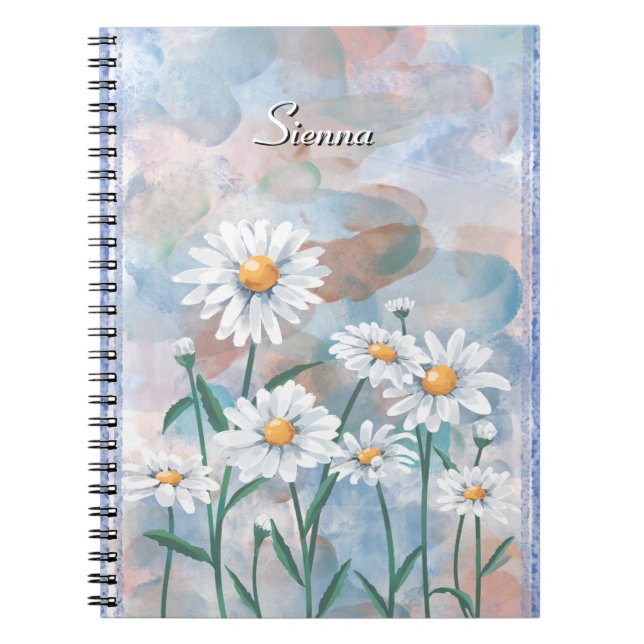 Cuaderno Portátil Daisy Flower - Diseño Floral acuático (Frente)