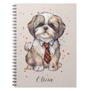 Cuaderno Portátil Dapper Shih Tzu - Perro acuarela con empa