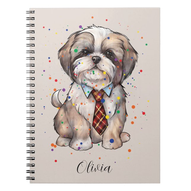 Cuaderno Portátil Dapper Shih Tzu - Perro acuarela con empa (Frente)