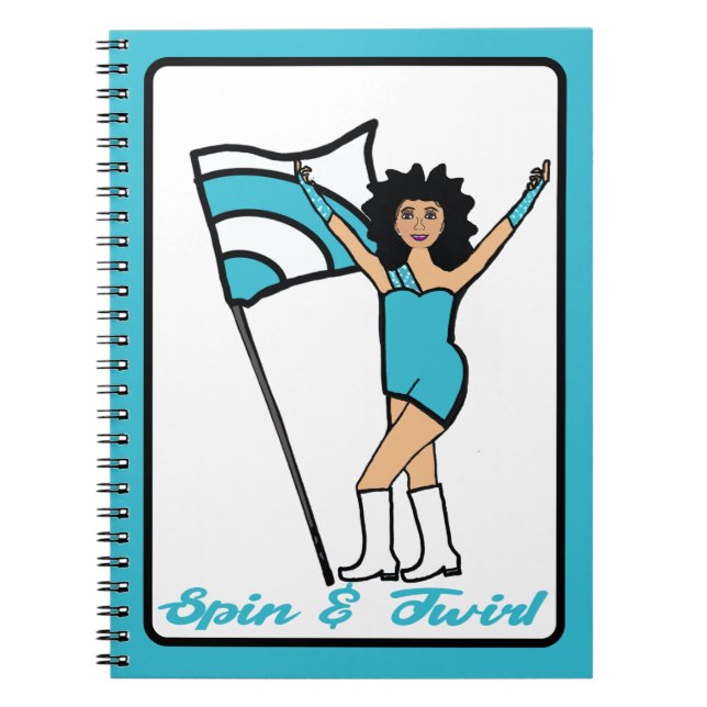 Cuaderno Portátil de acento blanco Aqua, bailador de bander (Frente)